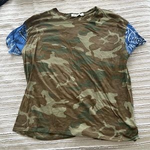 Free People Camo + Bandana Tee